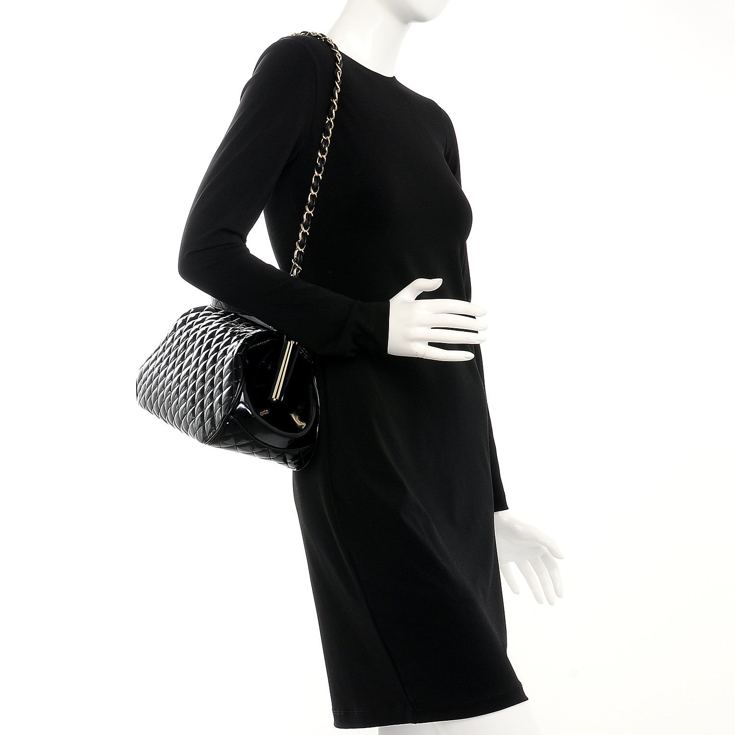 Chanel Glazed Calfskin Quilted Small Mademoiselle Frame Bag Black 2 of 12
