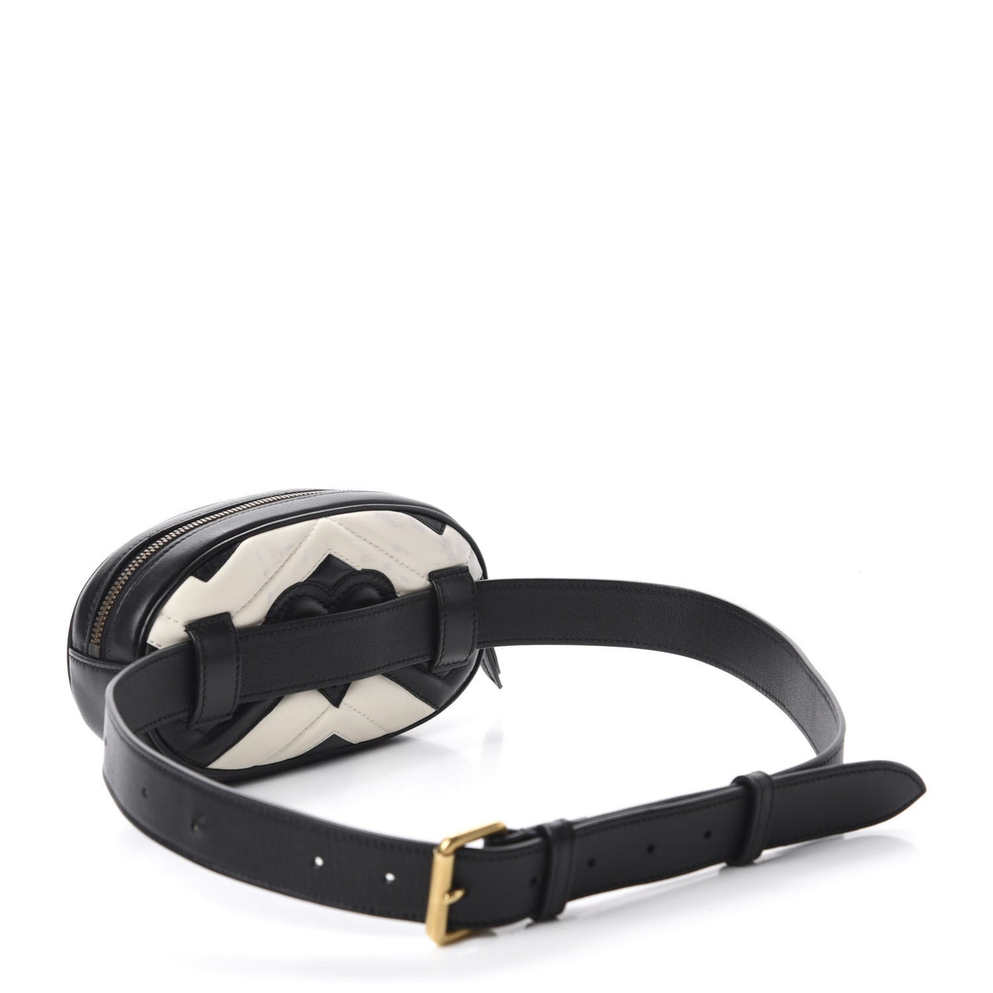 Calfskin Matelasse GG Marmont Belt Bag 85 34 Black White