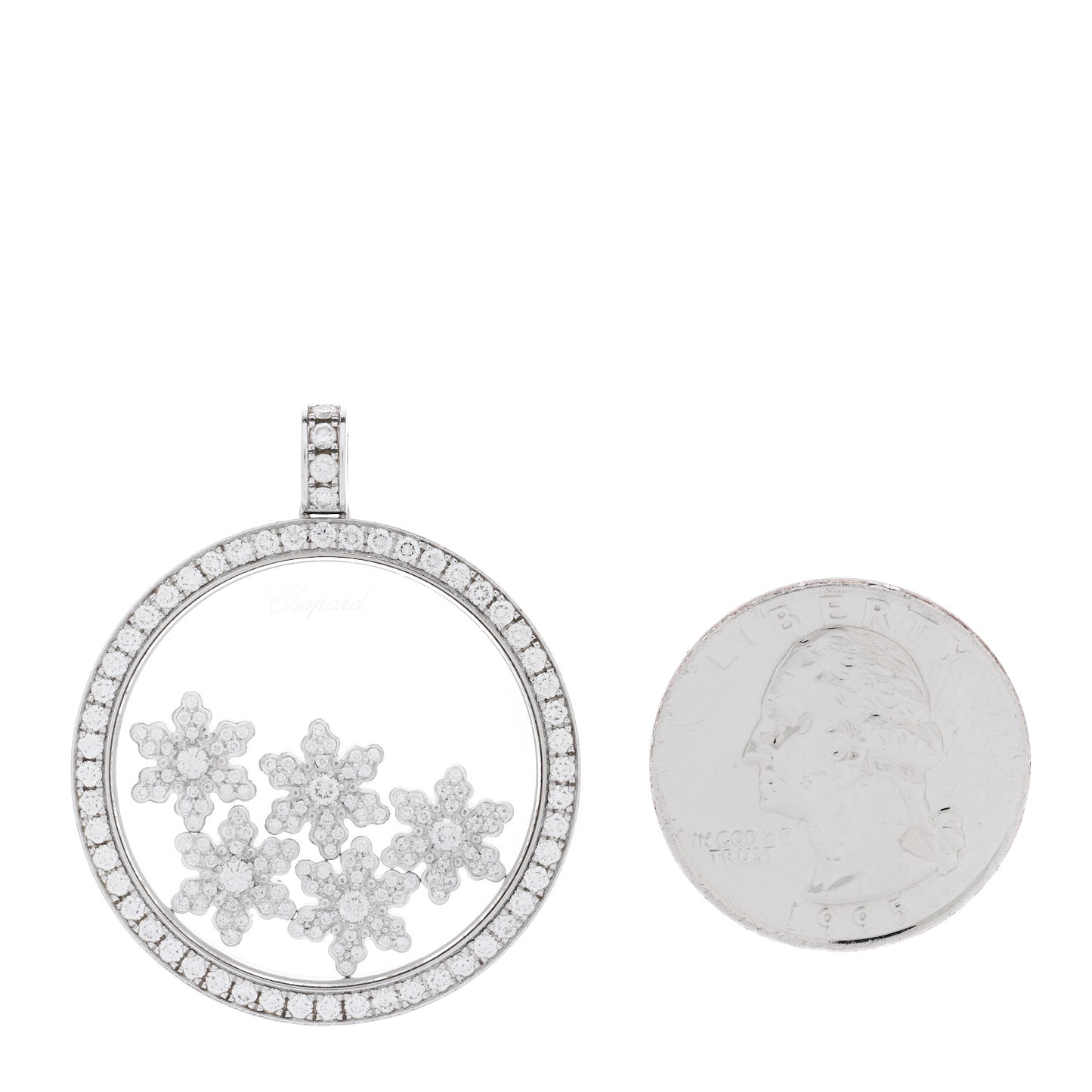 18K White Gold Diamond Happy Diamonds Five Snowflake Pendant