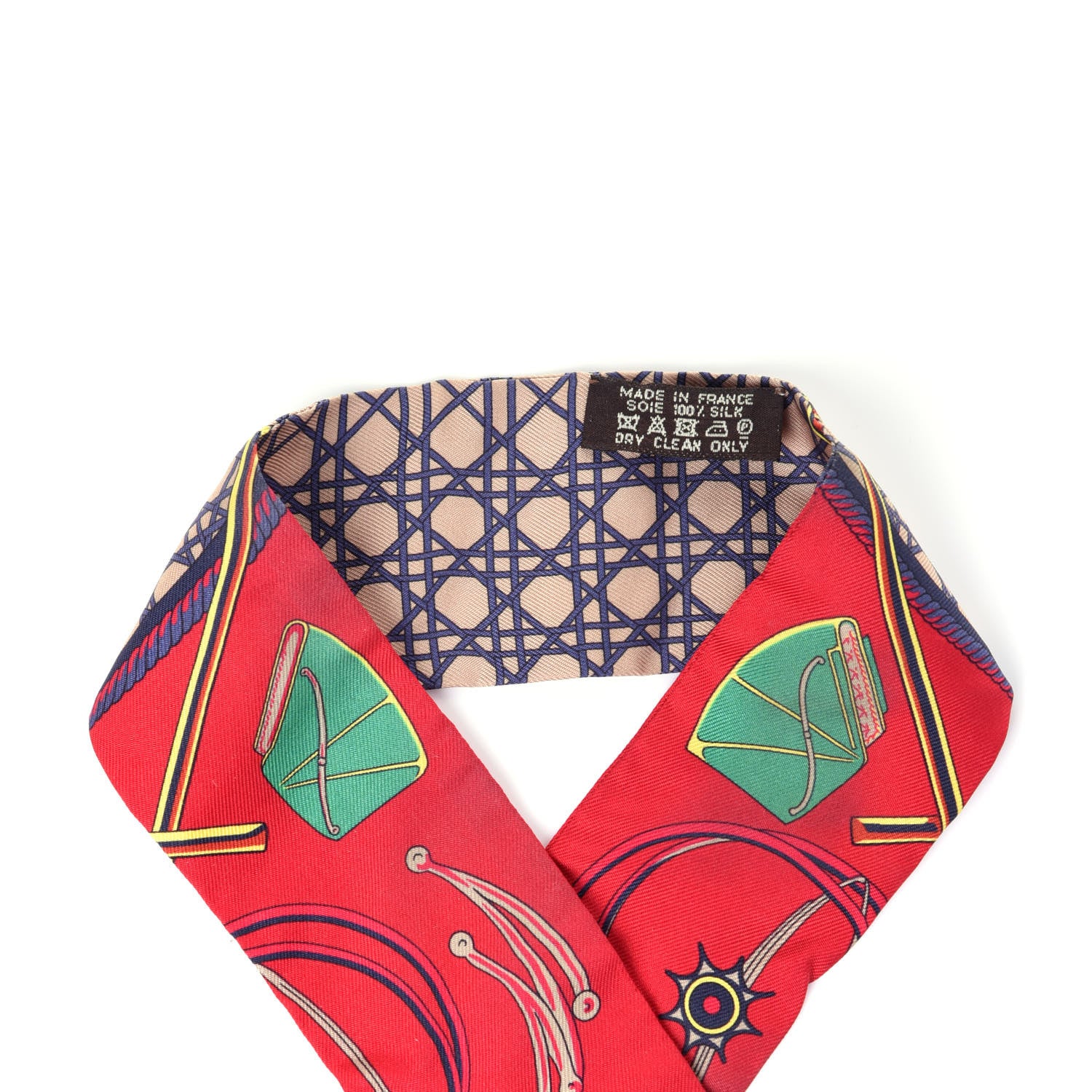 Hermes Silk Les Voitures A Transformation Twilly Rouge Bleu Gris 3 of 5