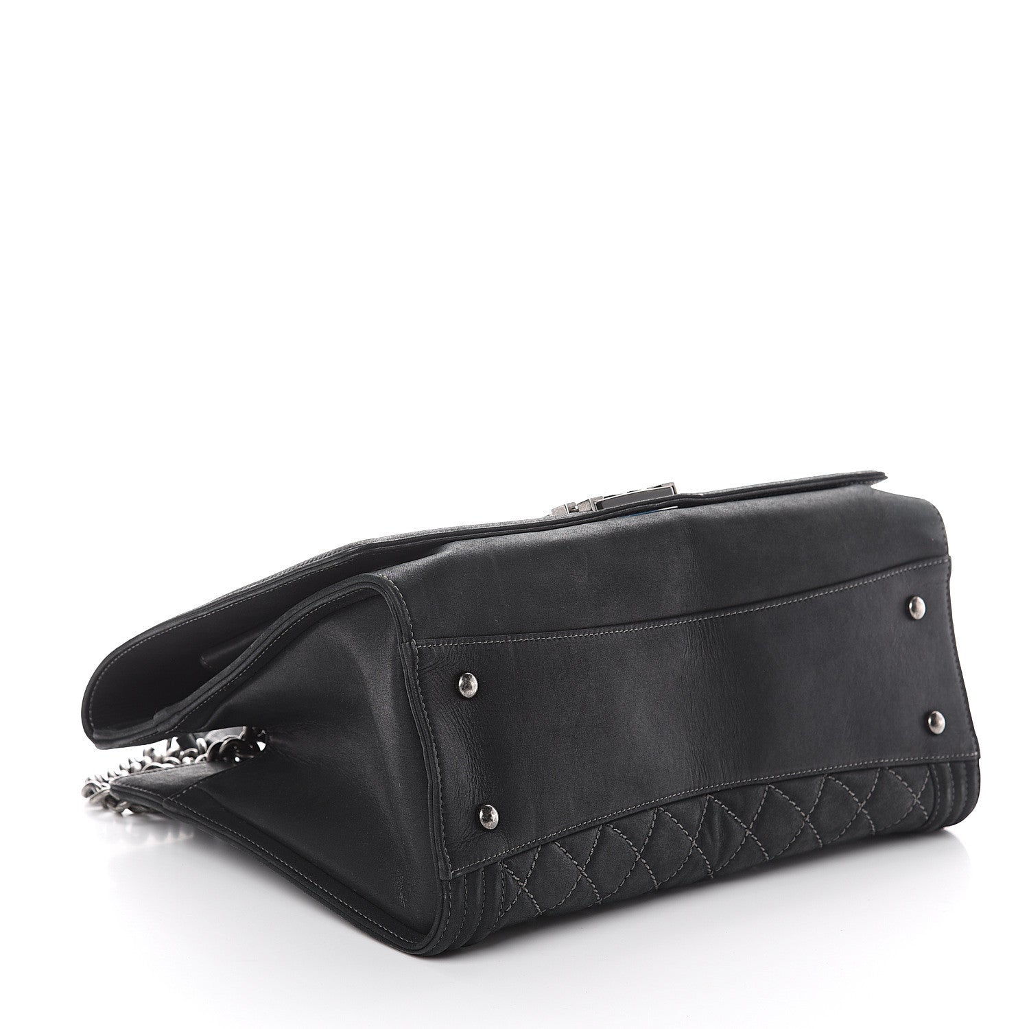 Chanel Calfskin Stitched Large Boy Shopping Tote Black 3 of 9