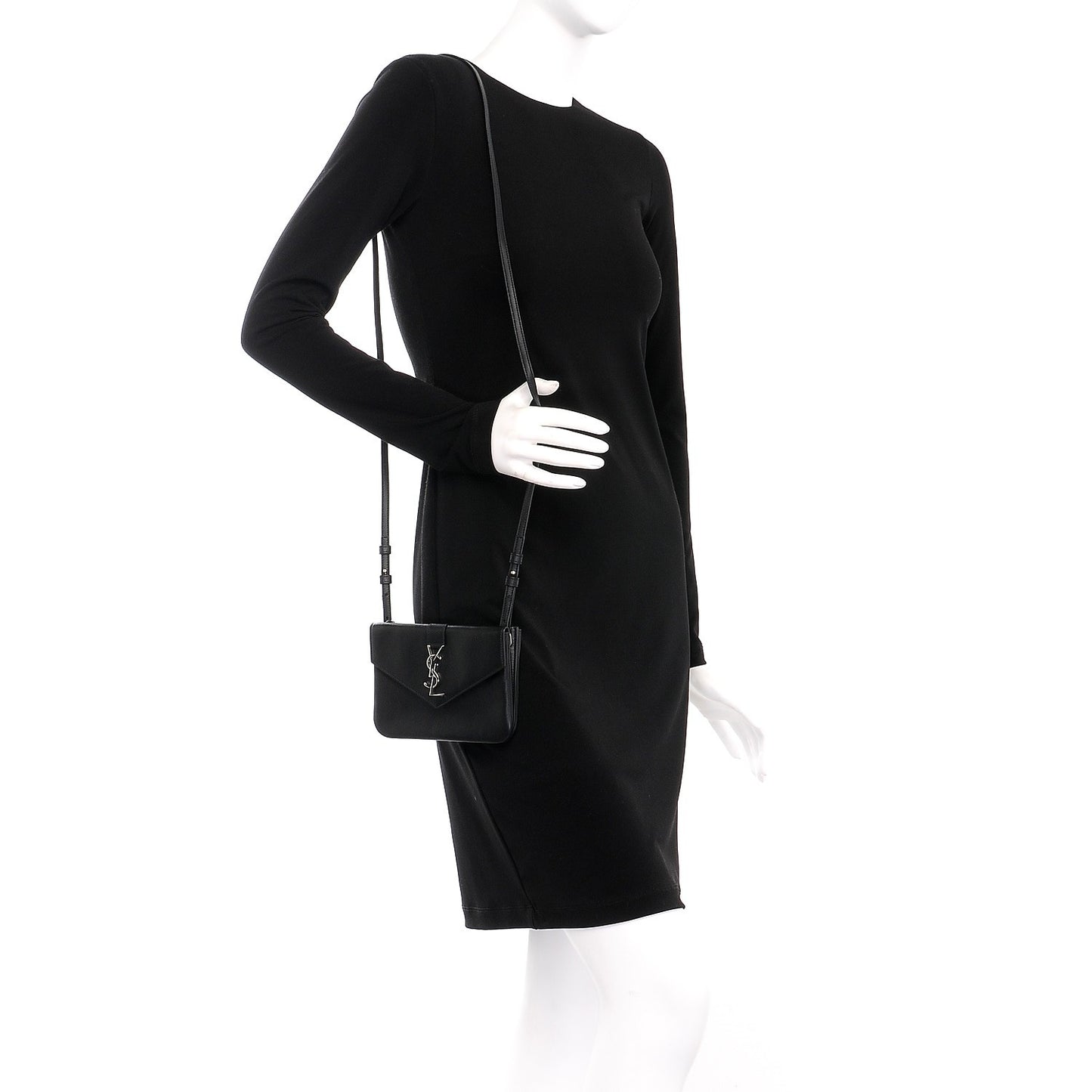 Calfskin Monogram Tri Pocket Crossbody Bag Black