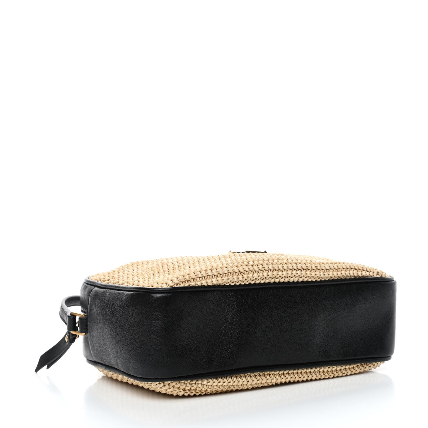 Saint Laurent Raffia Canvas Monogram Lou Camera Bag Beige Black 4 of 9