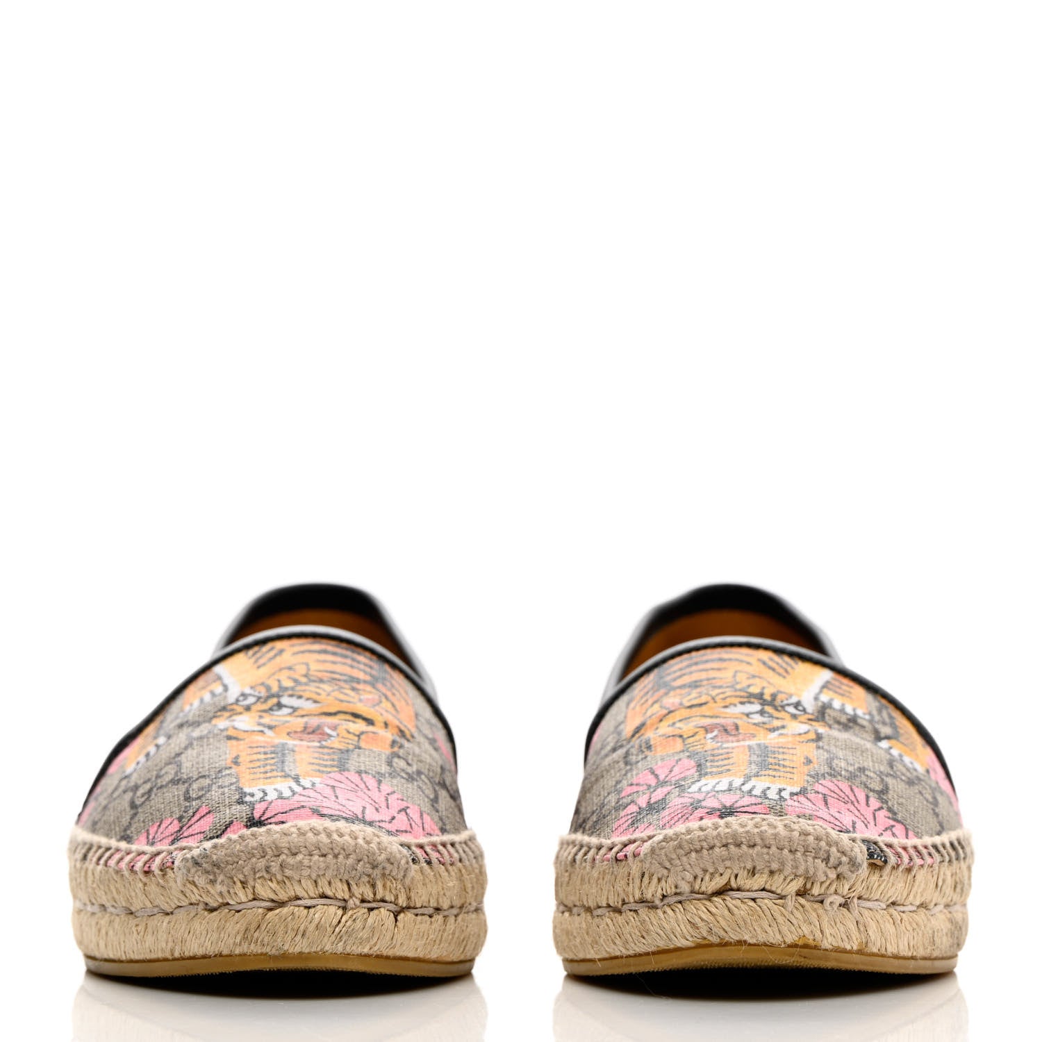 Gucci GG Supreme Monogram Bengal Espadrilles 36.5 Beige Crop Pink 2 of 17