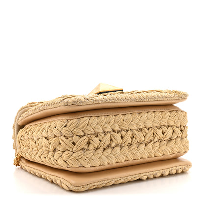 Valentino Garavani Raffia One Stud Chain Clutch Natural 3 of 8