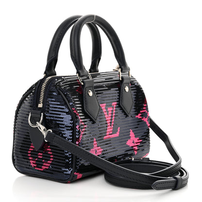 Louis Vuitton Giant Monogram Sequins Speedy Bandouliere 18 Navy Fuchsia 3 of 10