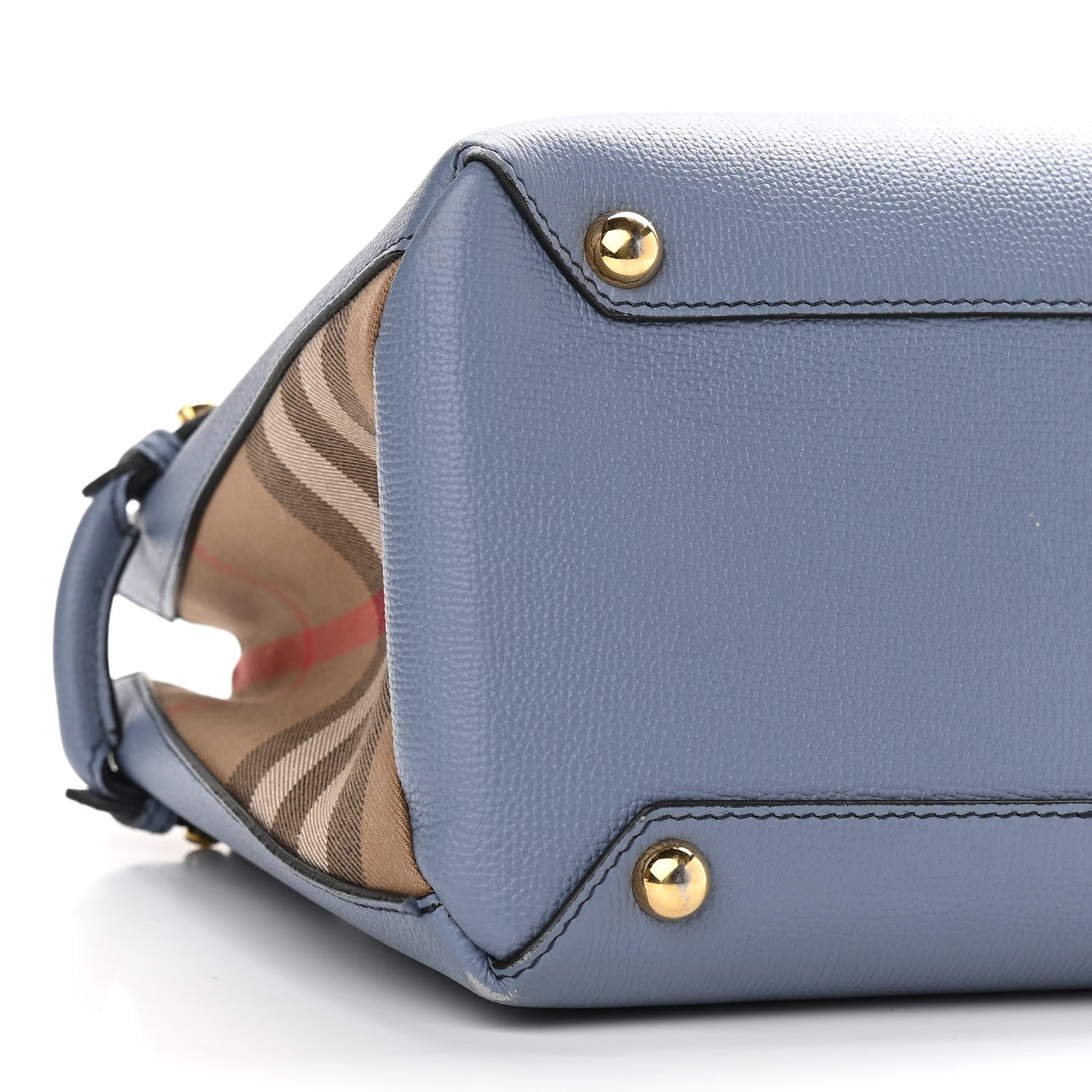 Burberry Derby Calfskin House Check Medium Banner Tote Slate Blue 7 of 10