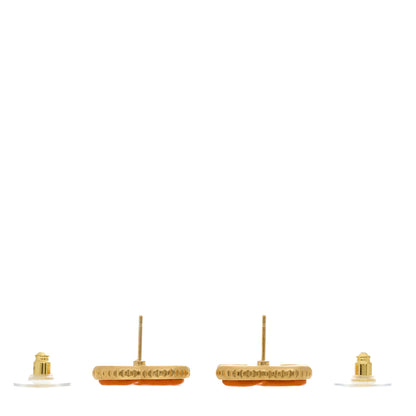 Chanel Metal Enamel CC Earrings Gold Orange 3 of 5