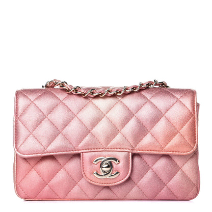 Chanel Metallic Lambskin Quilted Ombre Mini Rectangular Flap Pink 1 of 9