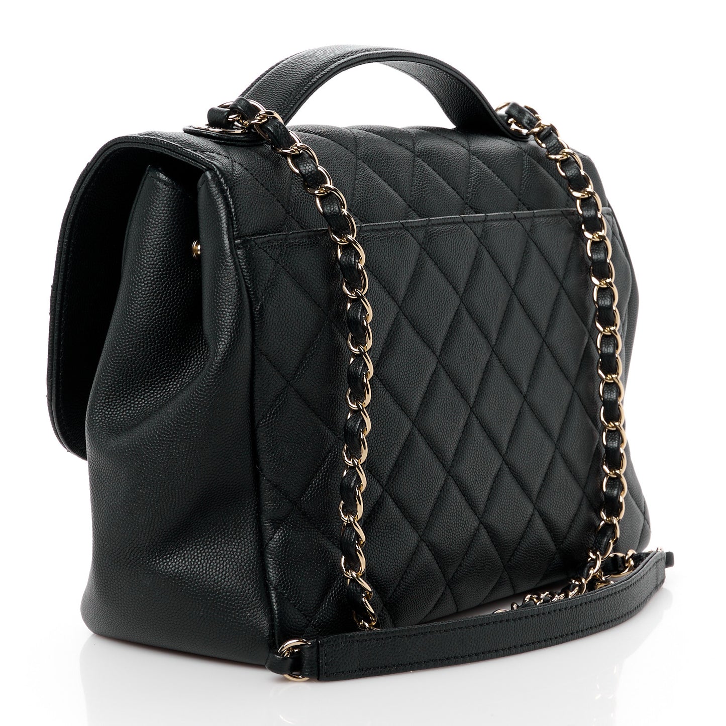 Caviar Quilted Large Business Affinity Flap Black