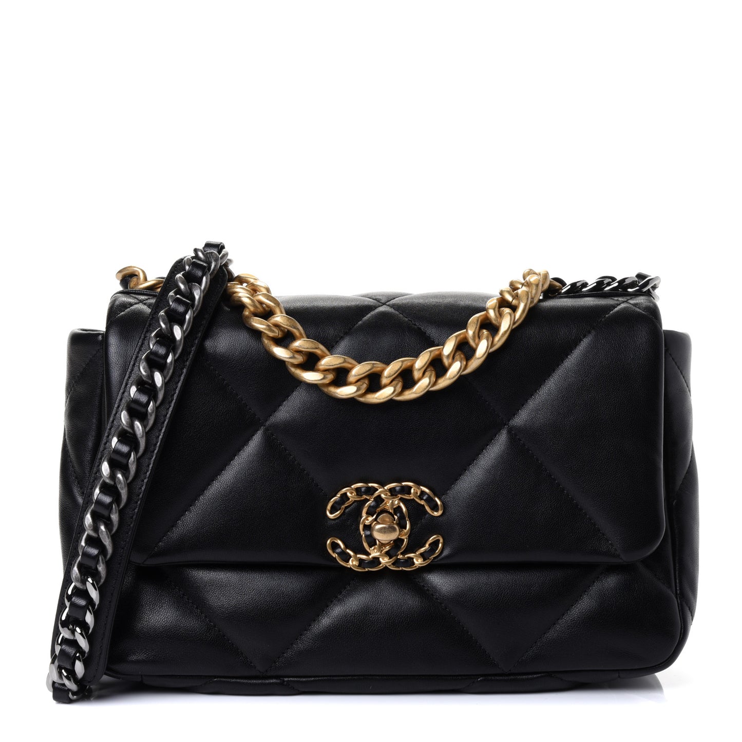 Lambskin Quilted Medium Chanel 19 Flap Black