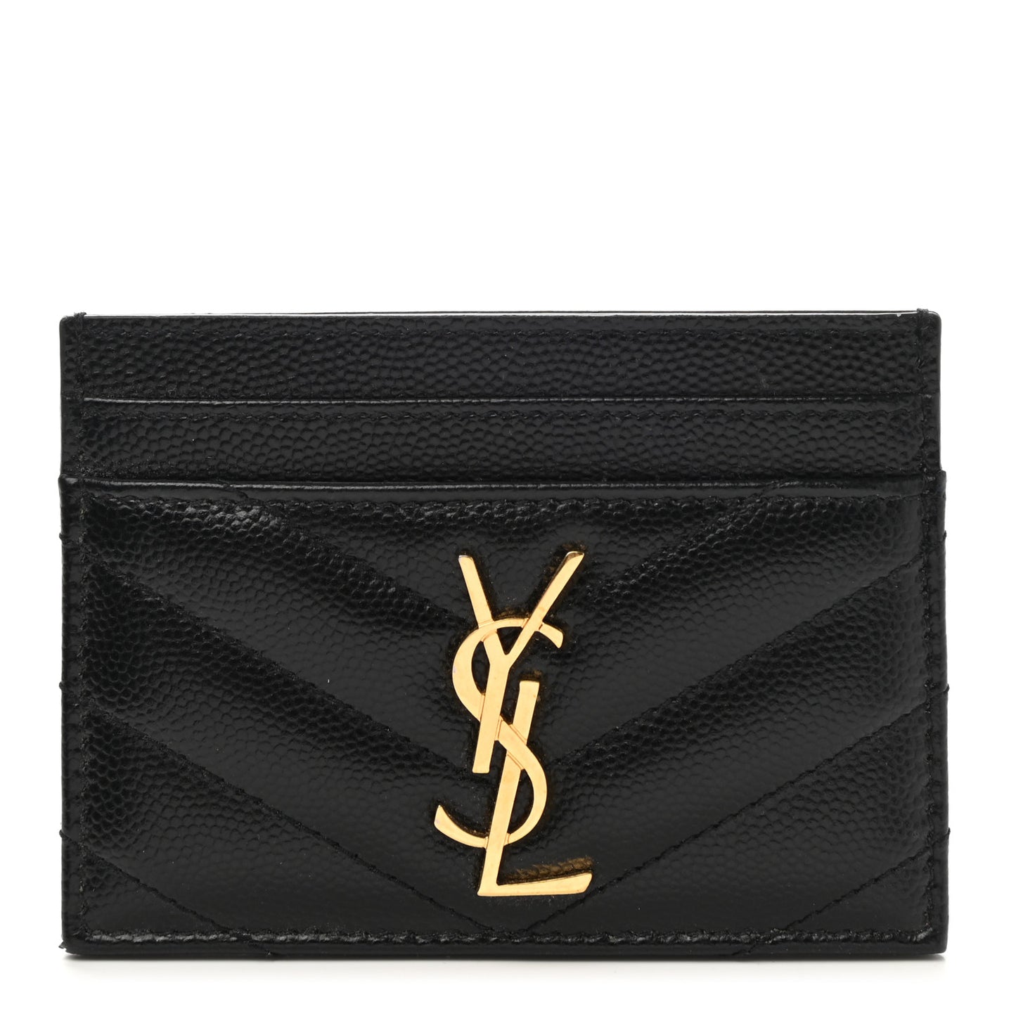 Grain De Poudre Matelasse Chevron Monogram Credit Card Case Black