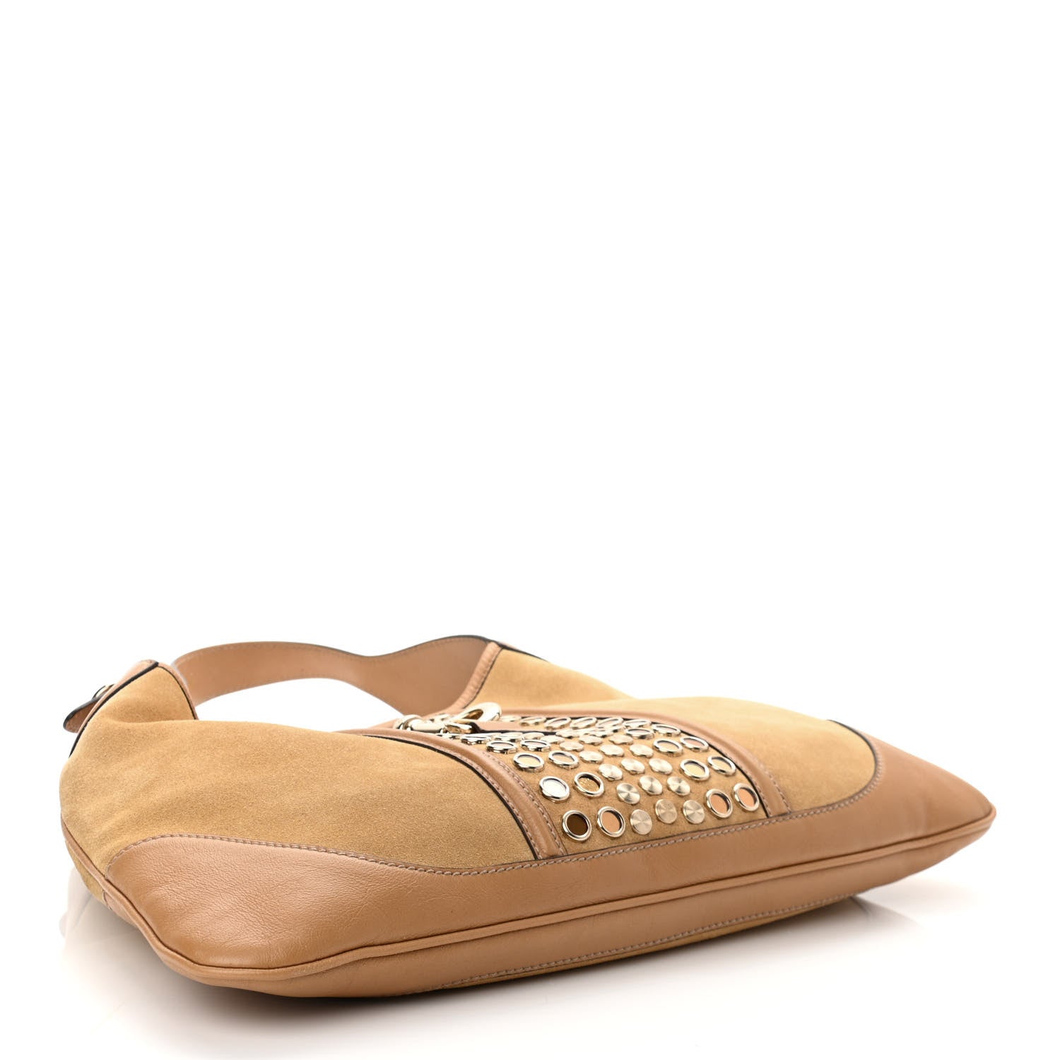 Gucci Suede Studded Jackie O Bouvier Hobo Light Brown 4 of 10