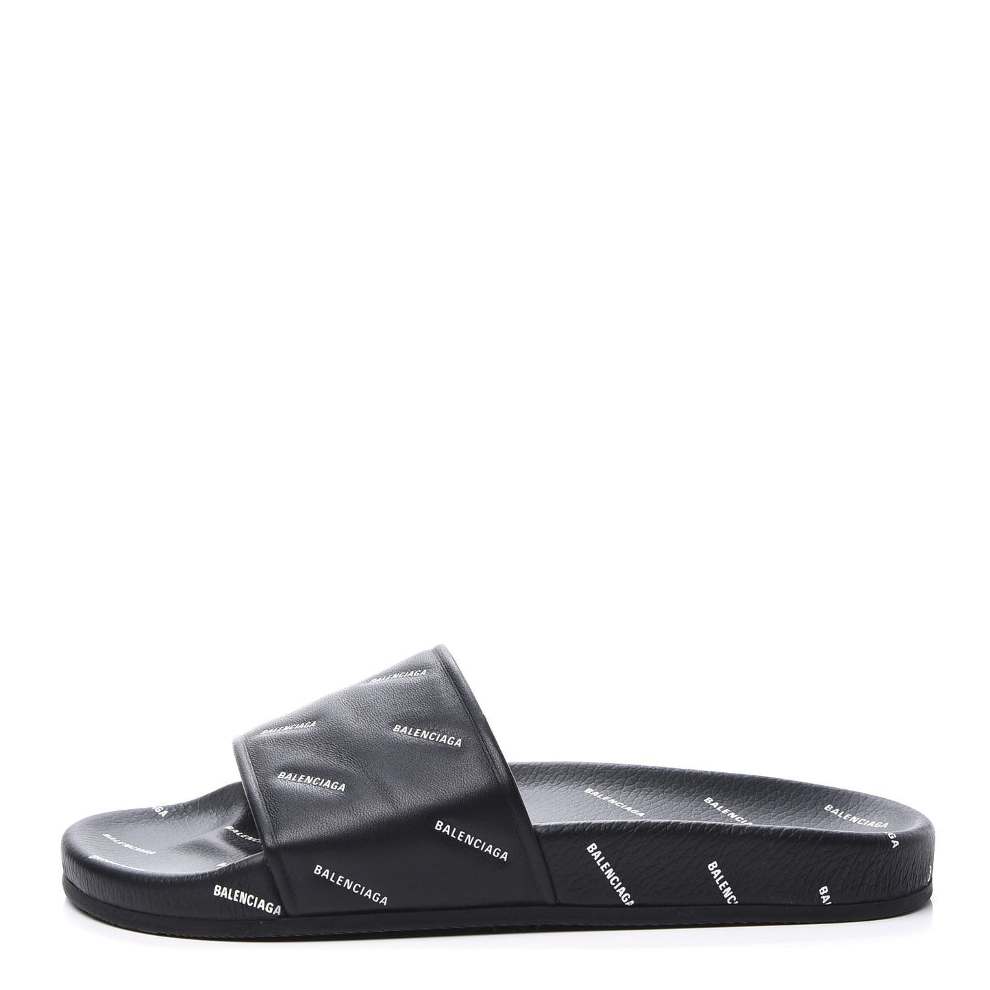 Nappa Allover Logo Embossed Womens Pool Slide Sandals 41 Black White