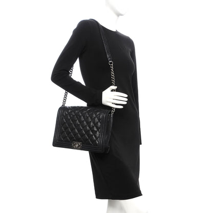 Chanel Iridescent Calfskin Quilted New Medium Gentle Boy Flap Black 2 of 7