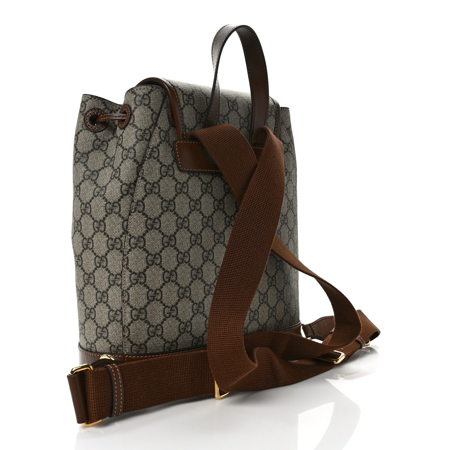 Gucci GG Supreme Monogram Azalea Calfskin Retro Interlocking G Buckle Backpack Beige Ebony Brown Sugar 3 of 8