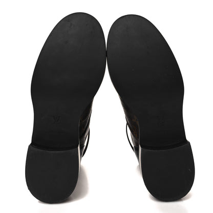 Louis Vuitton Calfskin Monogram Wonderland Flat Ranger Boots 40 Black 5 of 10