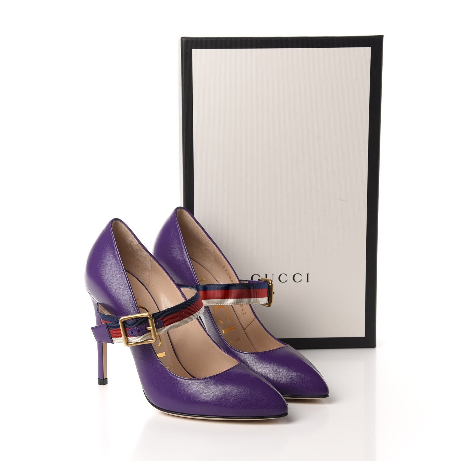 Gucci Malaga Kid Sylvie High Heel Pumps 36.5 Shine Purple 10 of 10