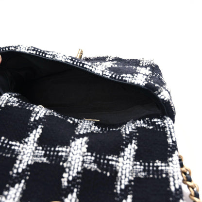 Chanel Tweed Quilted Medium Chanel 19 Flap Black White 5 of 10