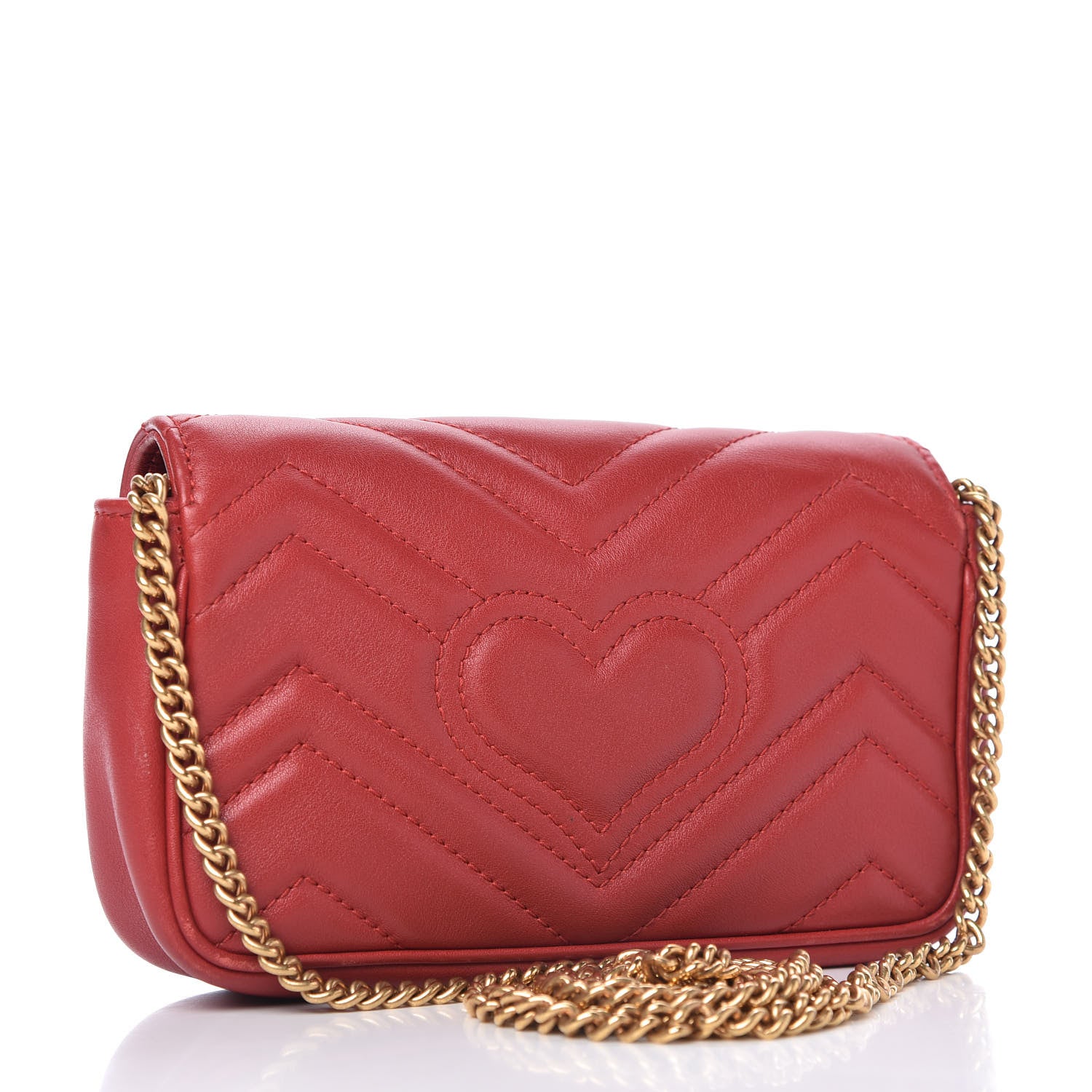Gucci Calfskin Matelasse Super Mini GG Marmont Shoulder Bag Hibiscus Red 3 of 10
