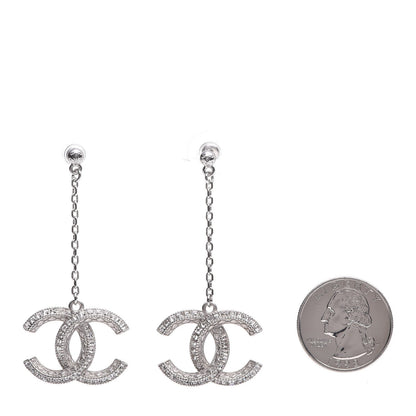 Chanel Baguette Crystal CC Drop Earrings Silver 2 of 5