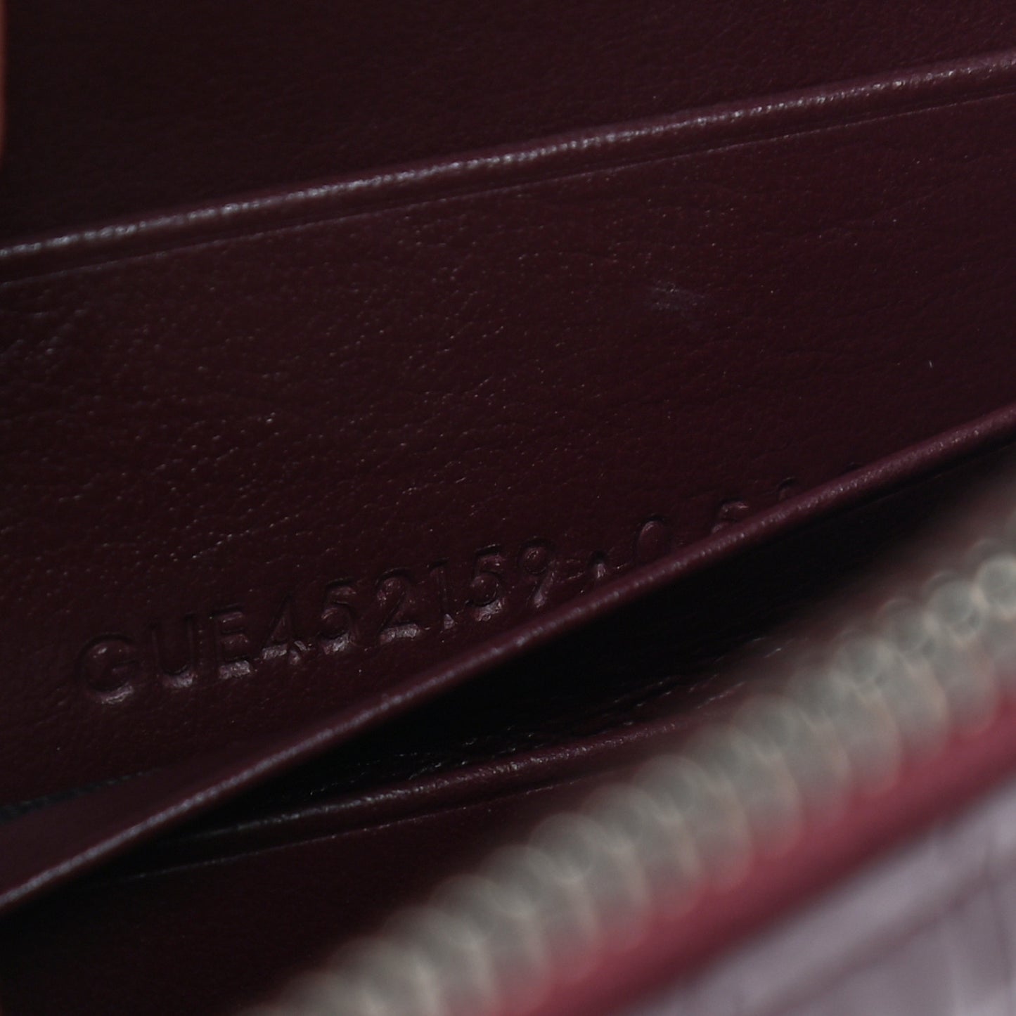 Calfskin Crocodile Embossed Kate Monogram Tassel Chain Wallet Rouge Legion