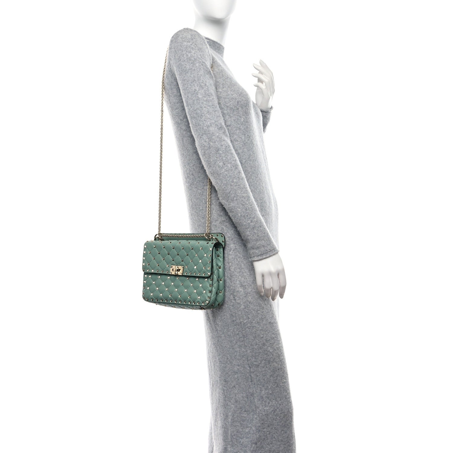 Valentino Garavani Nappa Medium Rockstud Spike Shoulder Bag Morning Dew 2 of 9