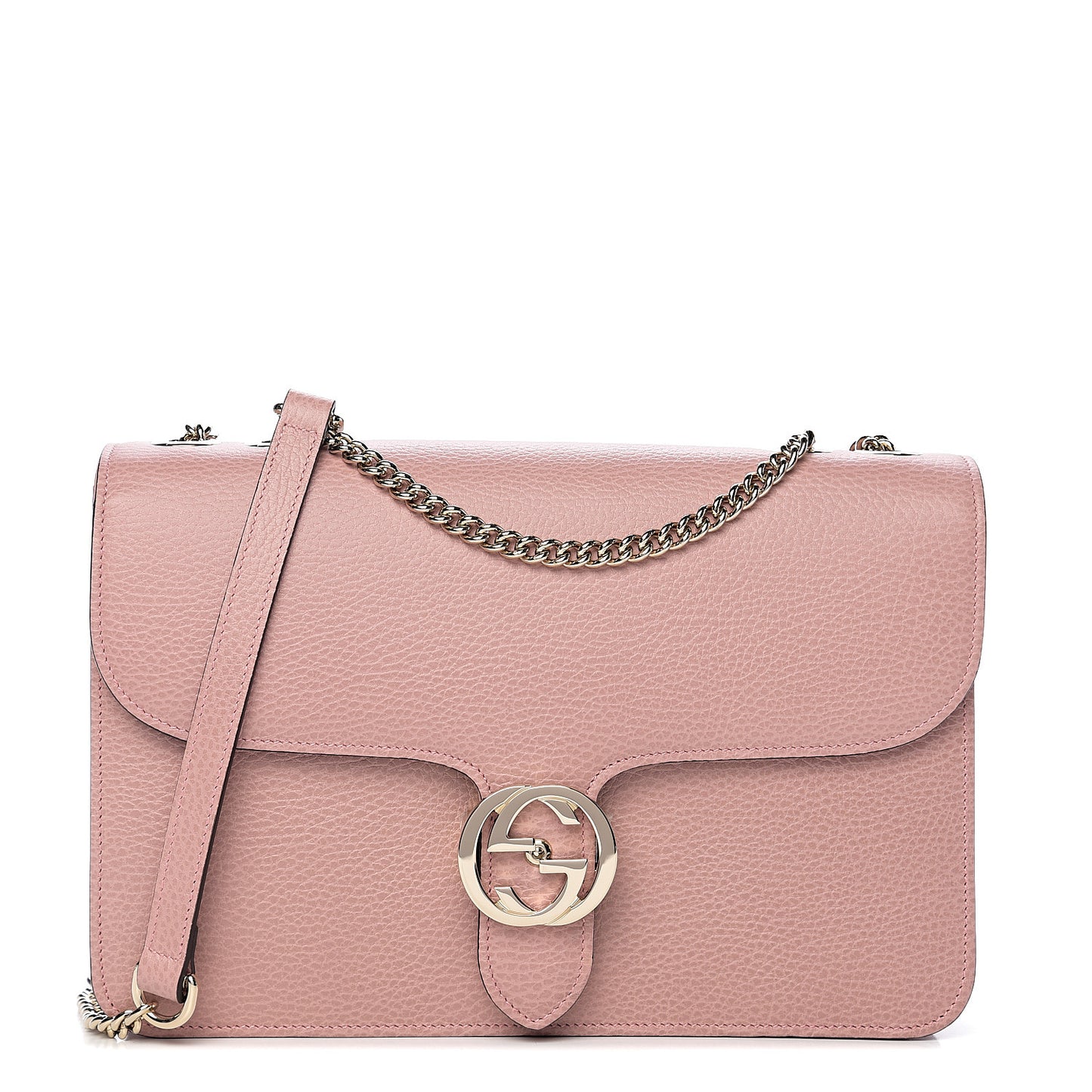 Dollar Calfskin Interlocking G Shoulder Bag Soft Pink