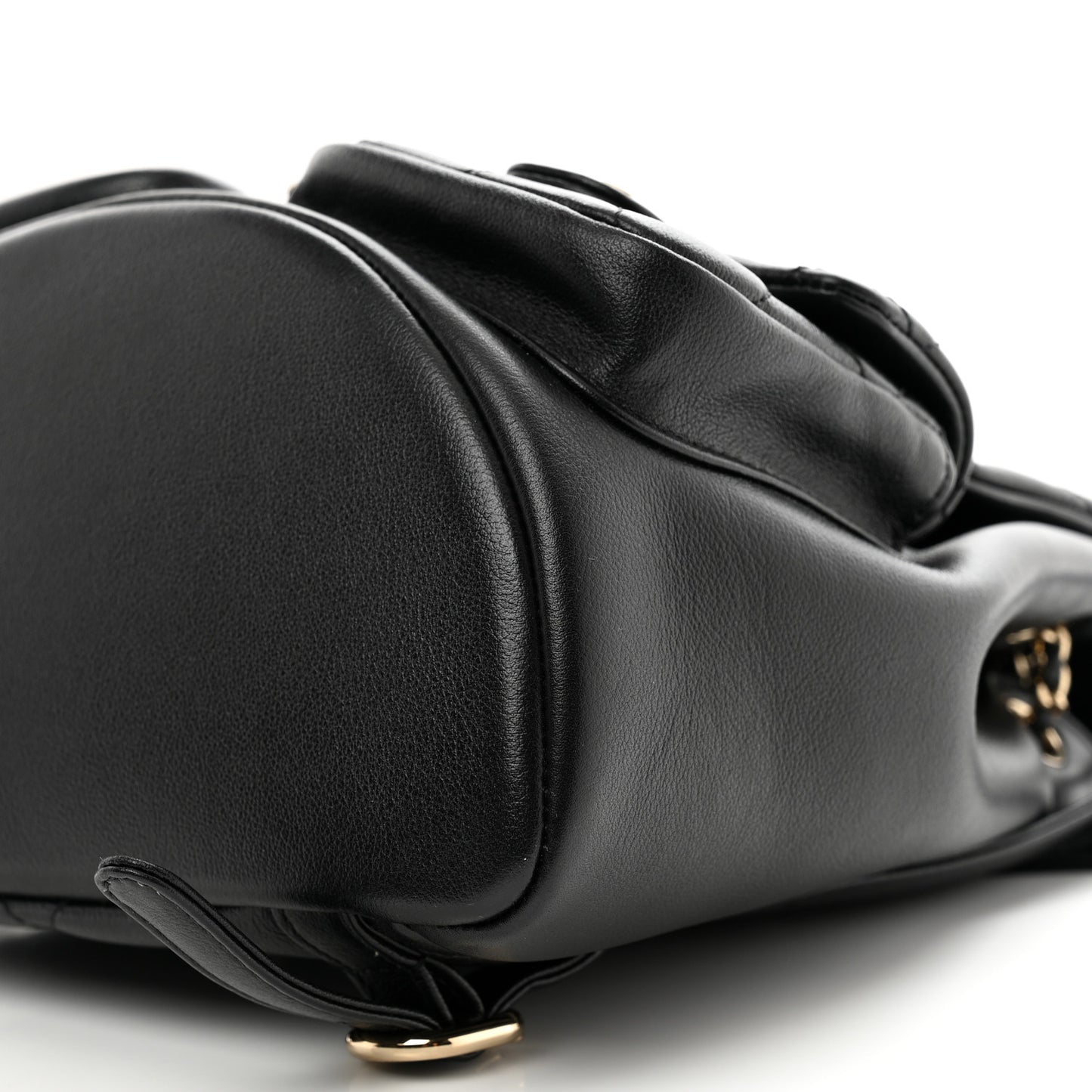 Calfskin Quilted Medium Duma Pockets Drawstring Backpack Black