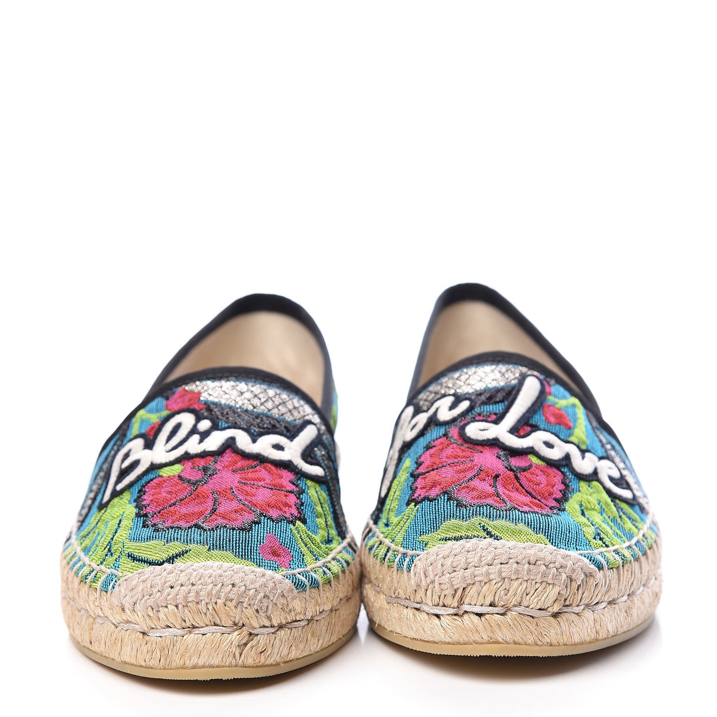 Tapestry Brocade Blind For Love Espadrilles 38 Acquamarine Green Black