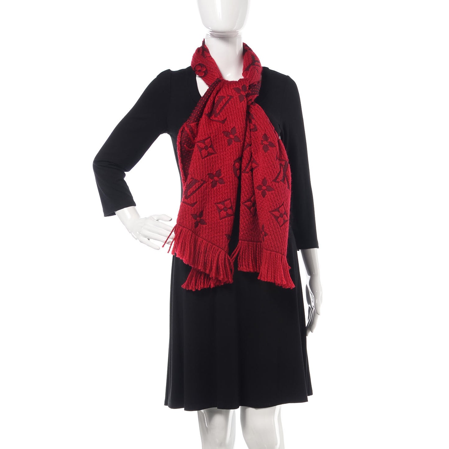 Wool Silk Logomania Scarf Rubis