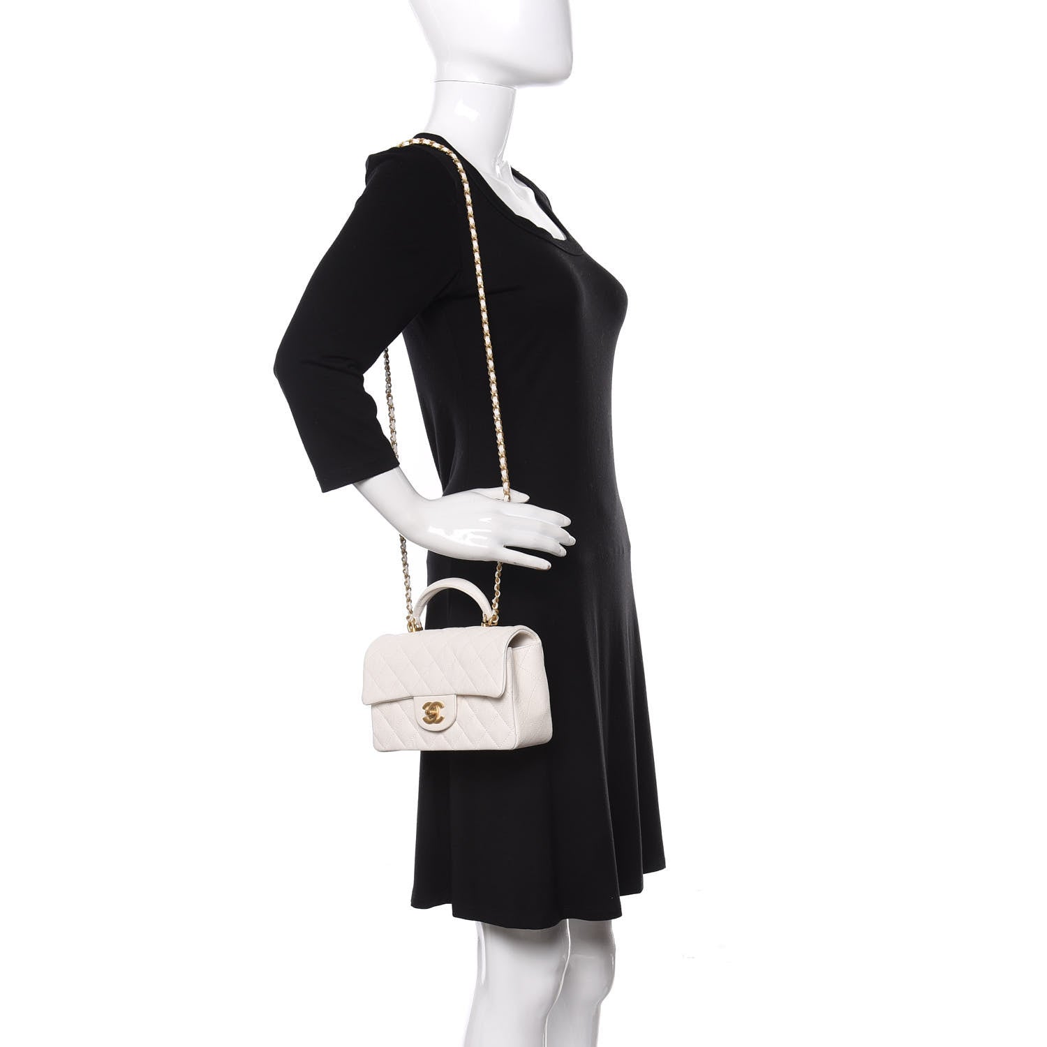 Chanel Caviar Quilted Mini Top Handle Rectangular Flap White 2 of 10