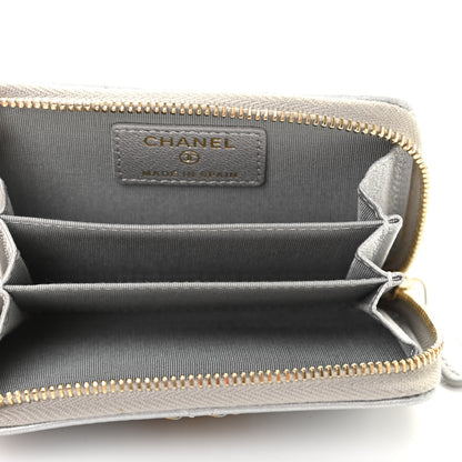 Chanel Metallic Goatskin Quilted Chanel 19 Zip Around Coin Purse Wallet Silver 5 of 8