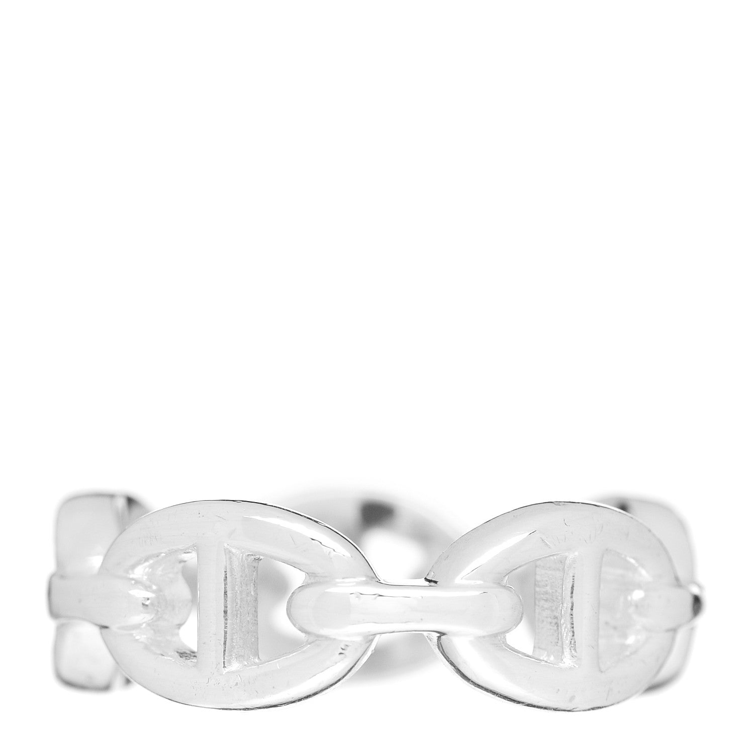 Hermes Sterling Silver PM Chaine d'Ancre Enchainee Band Ring 54 6.75 1 of 4