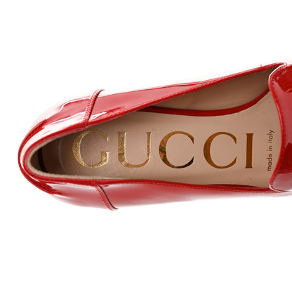 Gucci Vernice Womens Baby Horsebit Square Toe Loafers 36 Maple Red 7 of 8