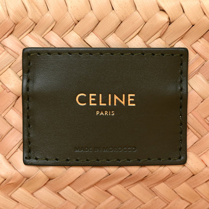 Celine Raffia Calfskin Triomphe Medium Panier  Green 7 of 10