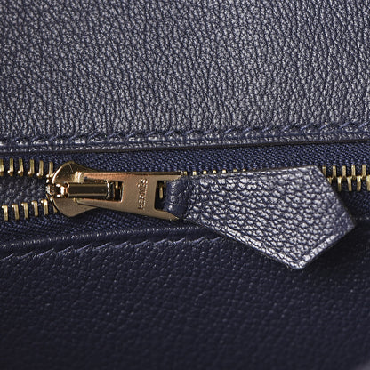 Hermes Togo Bi Color Horseshoe Birkin 25 Bambou Bleu Nuit 10 of 37