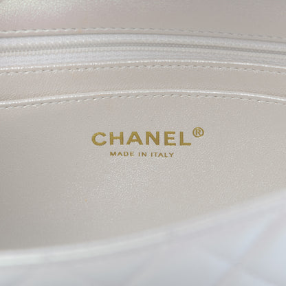 Chanel Iridescent Calfskin Quilted Mini Rectangular Flap White 8 of 9
