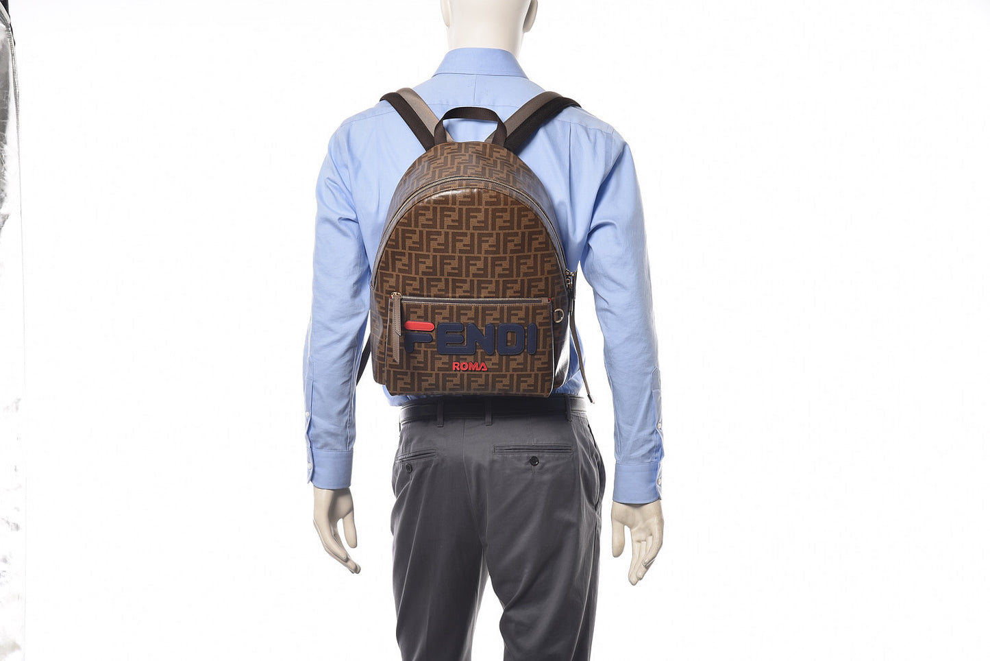 X FILA Glazed Fabric Vitello Century FF 1974 Mania Pouch Pocket Backpack Mogano Panna Blueberry
