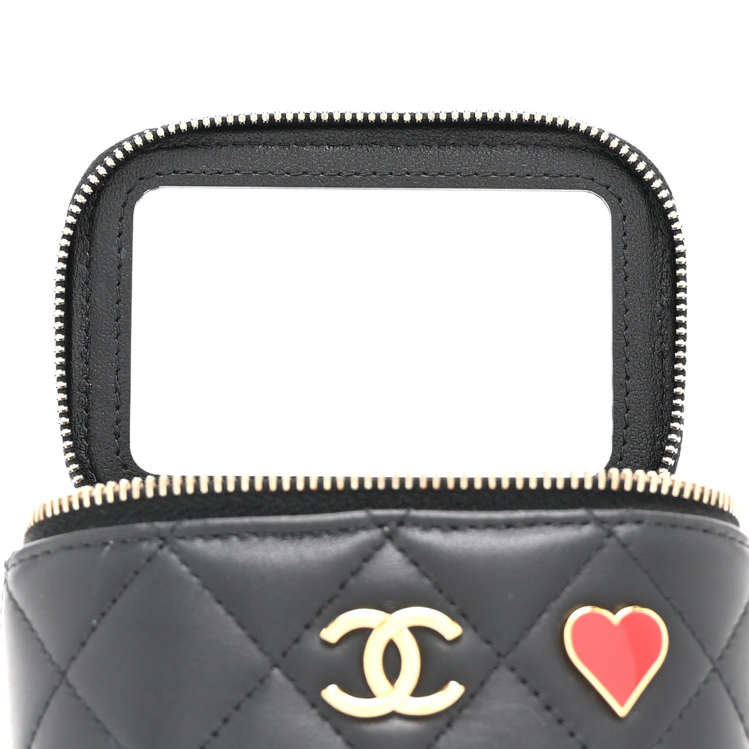Chanel Lambskin Quilted Enamel Coco Casino Mini Vanity Case With Chain Black 6 of 11