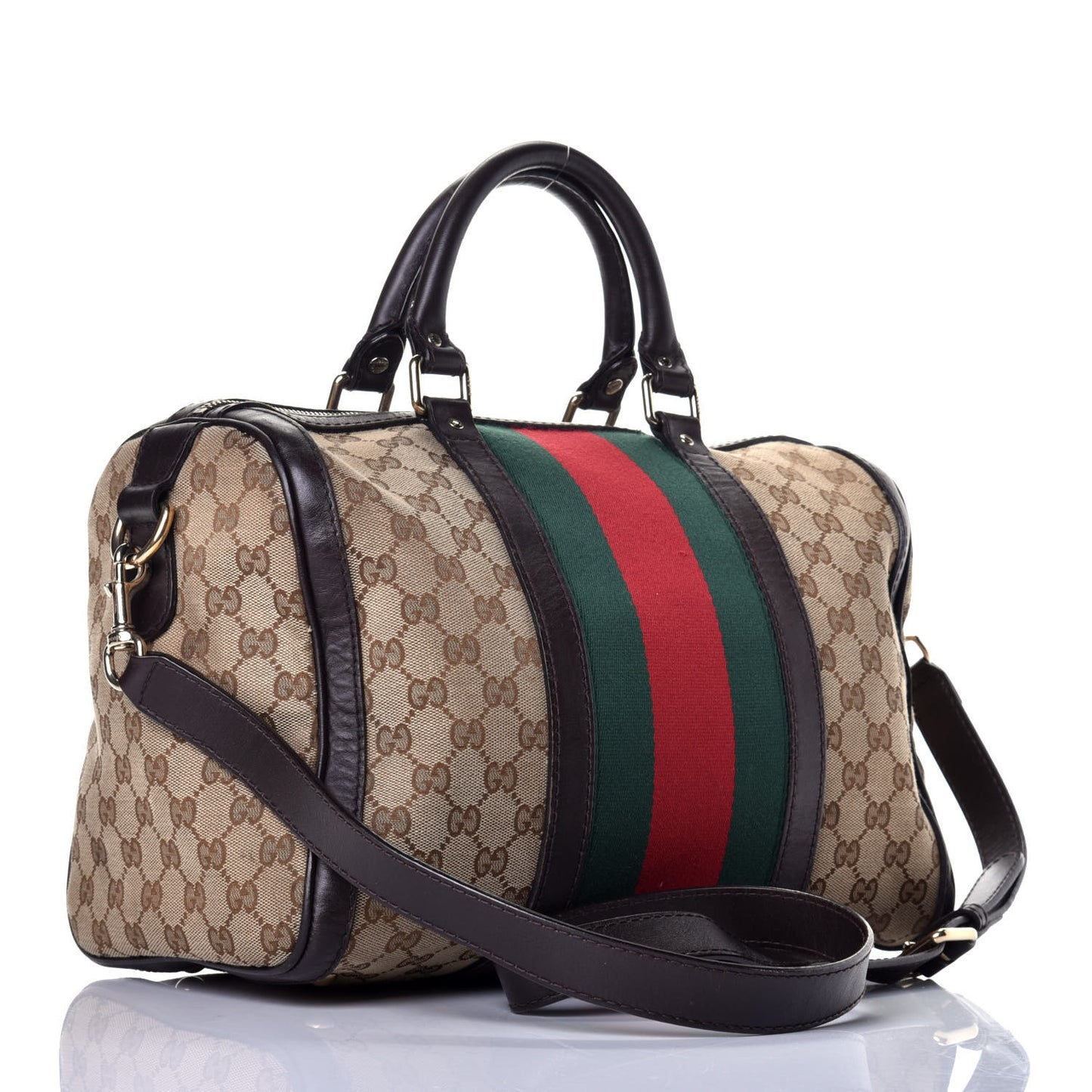 Monogram Vintage Web Medium Boston Dark Brown