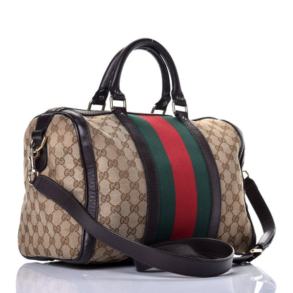 Gucci Monogram Vintage Web Medium Boston Dark Brown 4 of 11