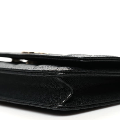 Chanel Caviar Quilted Striated CC Wallet On Chain WOC Black 11 of 11