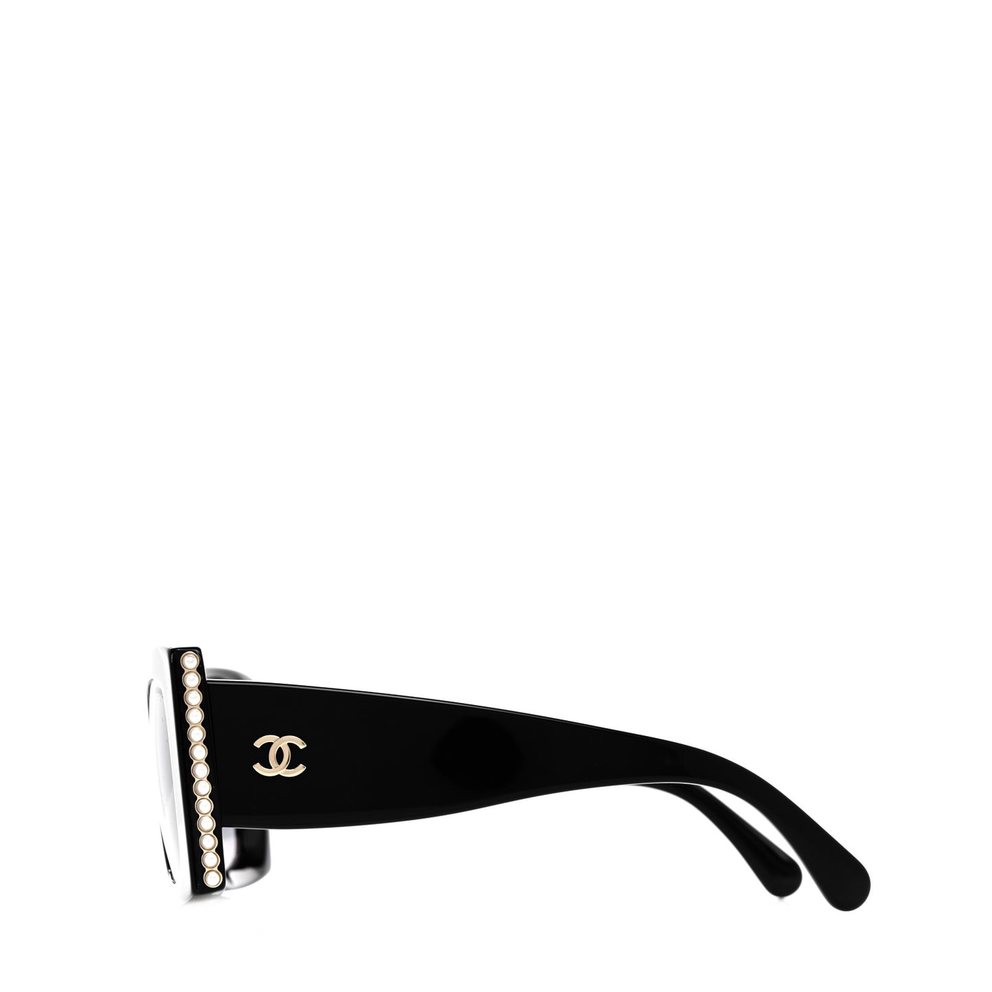 Acetate Pearl Rectangle Sunglasses 5480-H Black