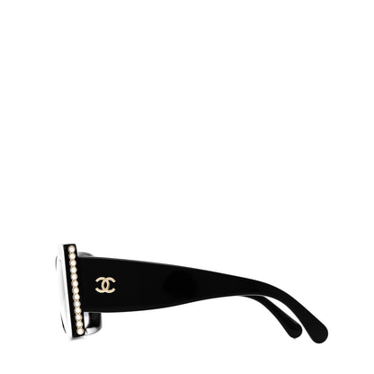 Chanel Acetate Pearl Rectangle Sunglasses 5480-H Black 3 of 8