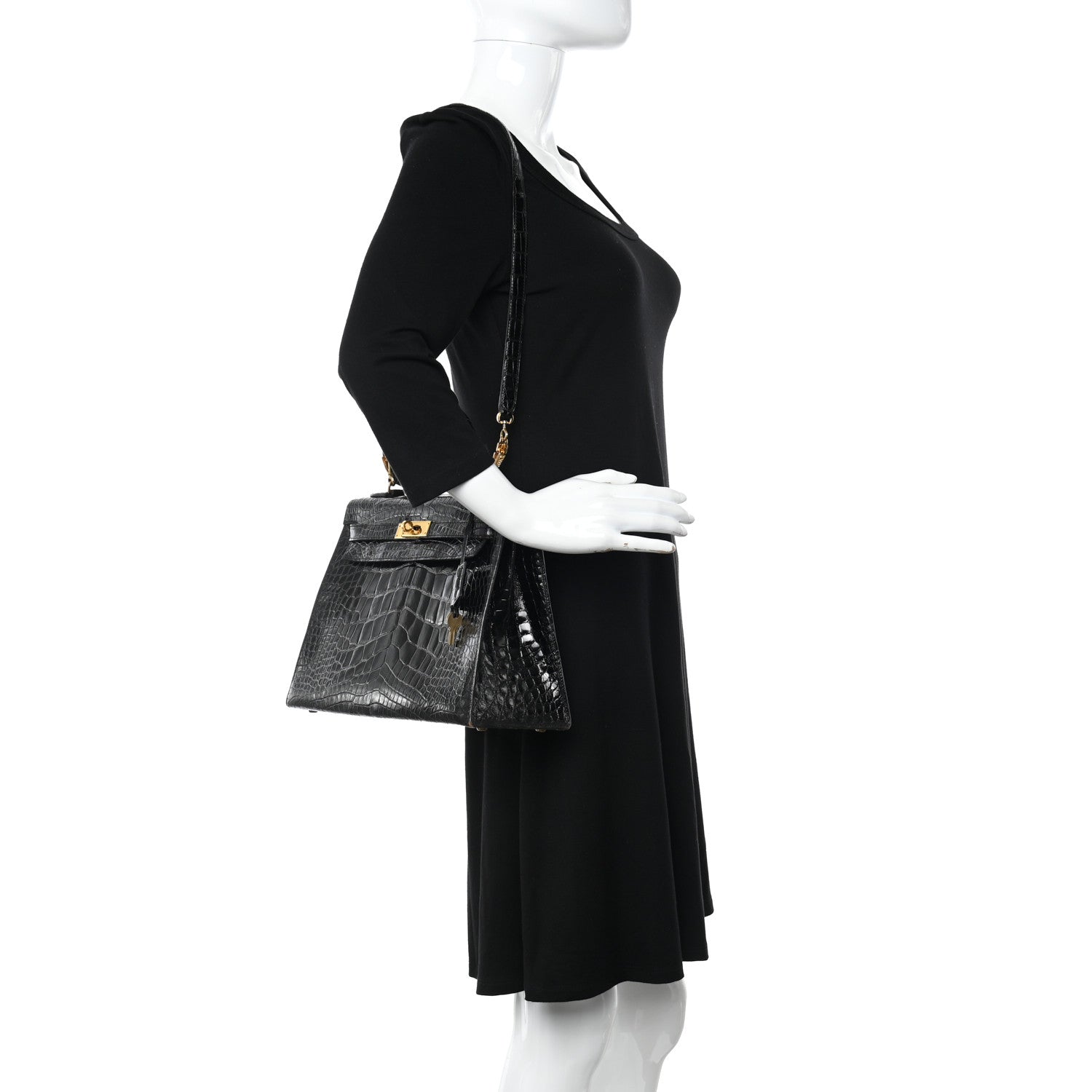 Hermes Shiny Alligator Kelly Sellier 32 Black 2 of 11