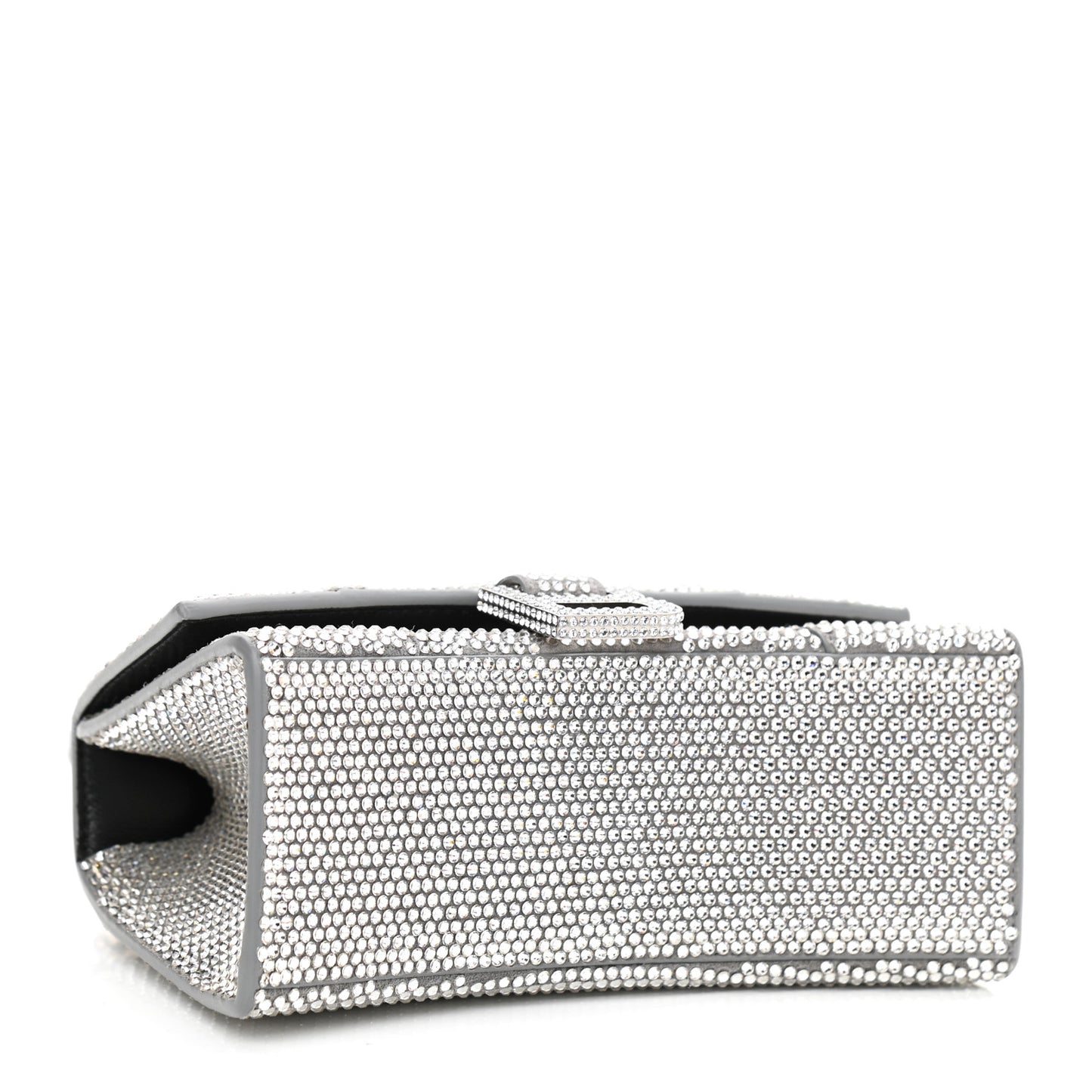 Strass Suede Hourglass Top Handle Bag XS Smoke Grey Crystal