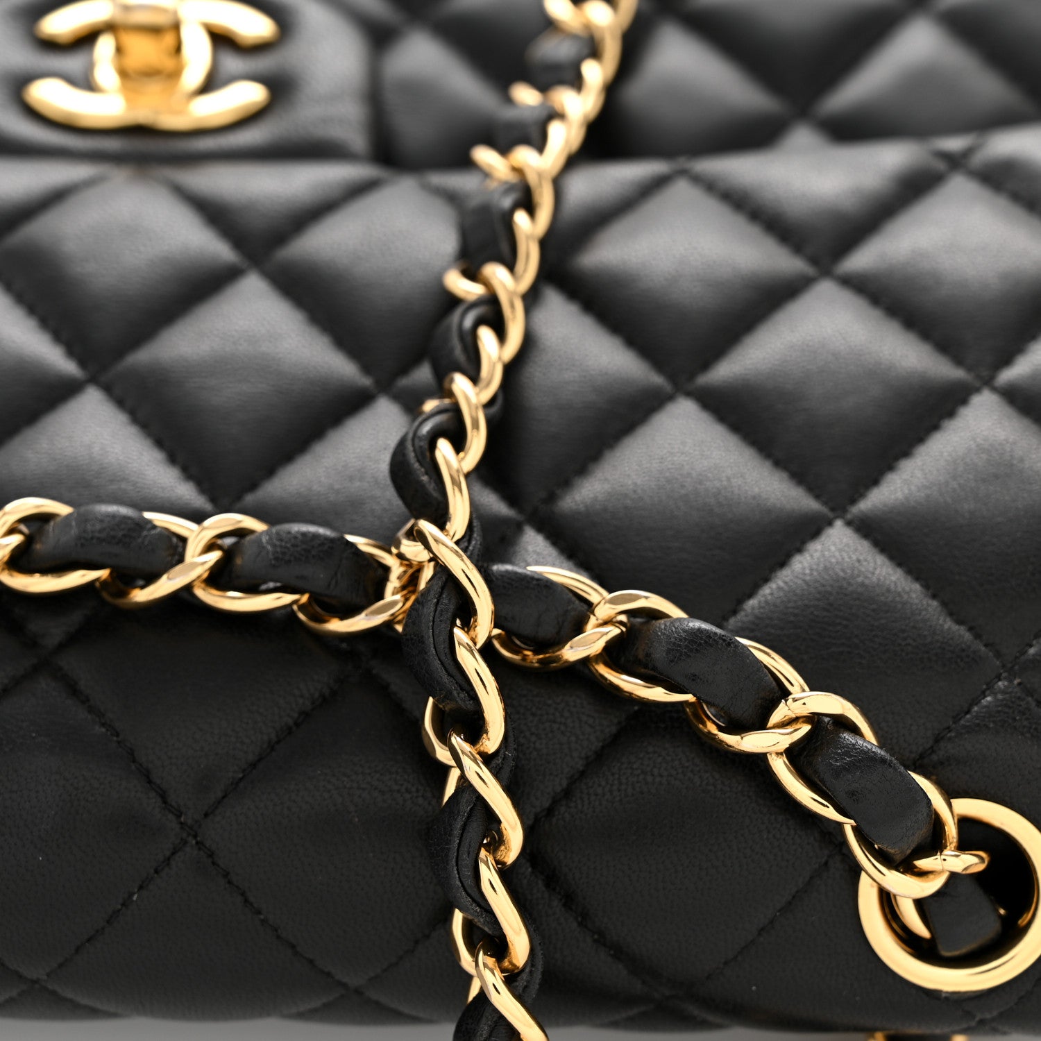 Chanel Lambskin Quilted Medium Double Flap Black 13 of 15