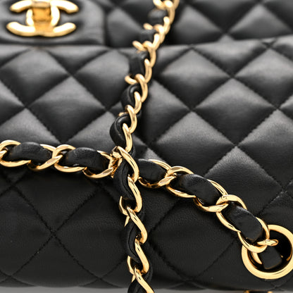 Chanel Lambskin Quilted Medium Double Flap Black 13 of 15