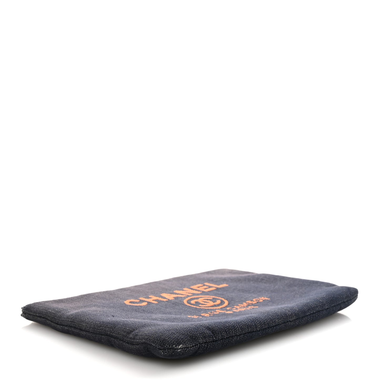Denim Large Deauville Pouch Clutch Blue Orange